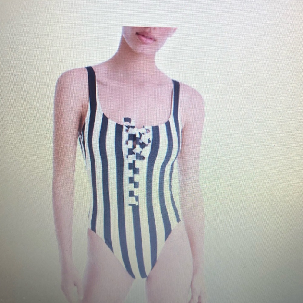 J. Crew stripe lace up one piece swimsuit